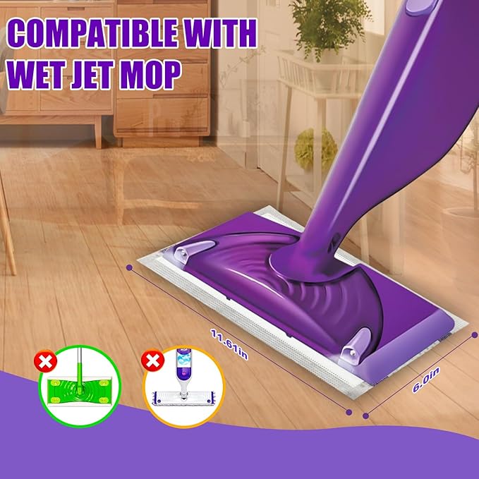 Mop Pad Refill Compatible with WetJet Spray Mop, Wet Jet Mopping Pads for All Purpose Multi Surface Hardwood Floor Cleaning, 4 Layers Thickened and Super Absorbent, 80 Count