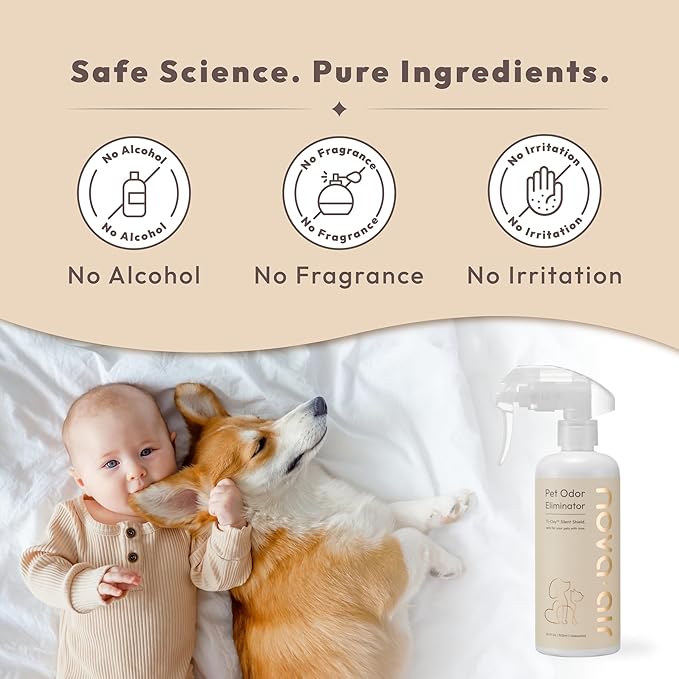 Pet Odor Eliminator Spray – Instantly Destroys Odors & Pet Smells by Ti-Oxy™ Technology. Non-Toxic, Fragrance-free & Pet-Safe Odor Neutralizer. Works on Urine Odors, Litter Boxes & Carpets – 10oz