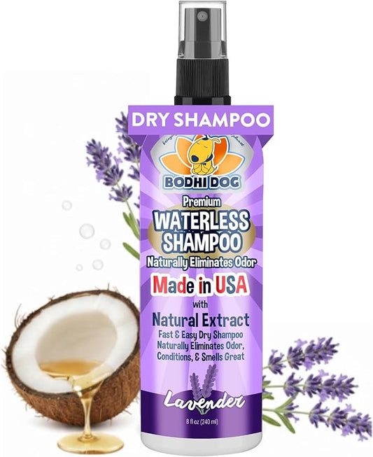 Bodhi Dog Waterless Shampoo - Natural Dry Shampoo for Dogs & Cats - Neutralizes Pet Odor - No Rinse Required - Made of Natural Extracts - Safe for Sensitive Skin - Made in USA - Lavender (8 Fl Oz)