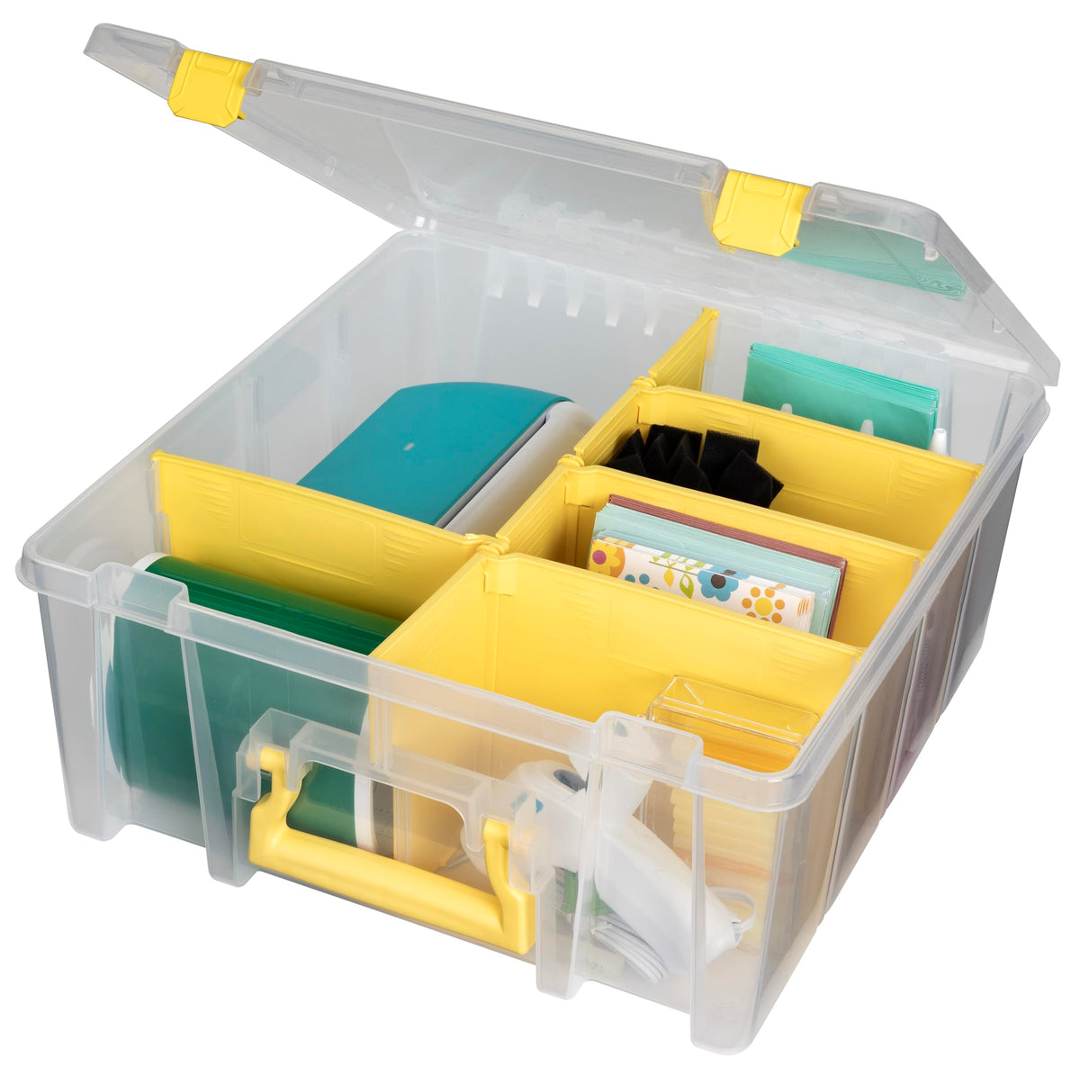 ArtBin Super Satchel Double Deep, 8-Compartment Craft Box, Yellow - Image 1