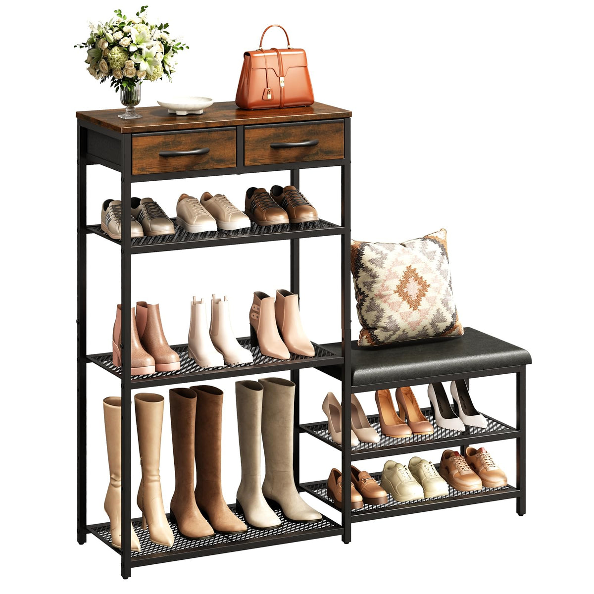 Shoe Rack Bench Shoe Rack for Entryway, Cushioned Entryway - Image 1