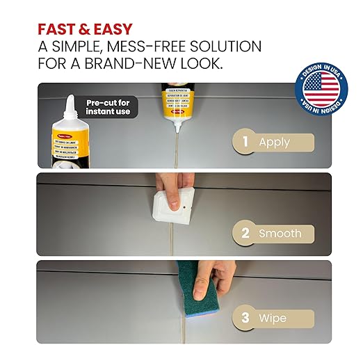Ispar Tile Grout Repair Kit – Beige Grout Filler 8.8 oz, Ready-to-Use Caulk for Bathroom, Shower & Floor Tile Joints – Quick-Dry Grout Sealer with Spatula