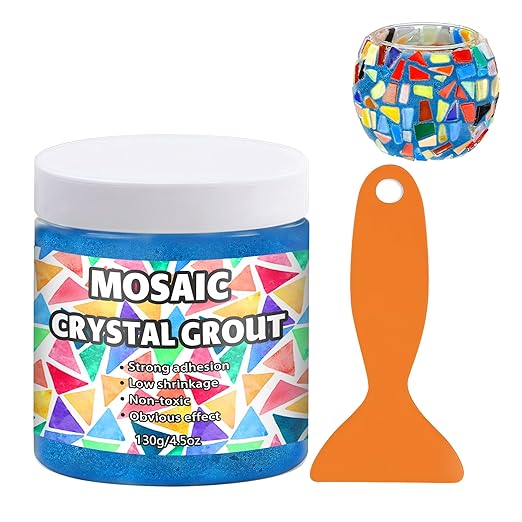 Mosaic Crystal Grout, Mosaics Tile Tools, Mosaic Tile Accessories – Essential for Handmade Grouting and Perfect for DIY Craft Projects (Azure, 4.5oz)