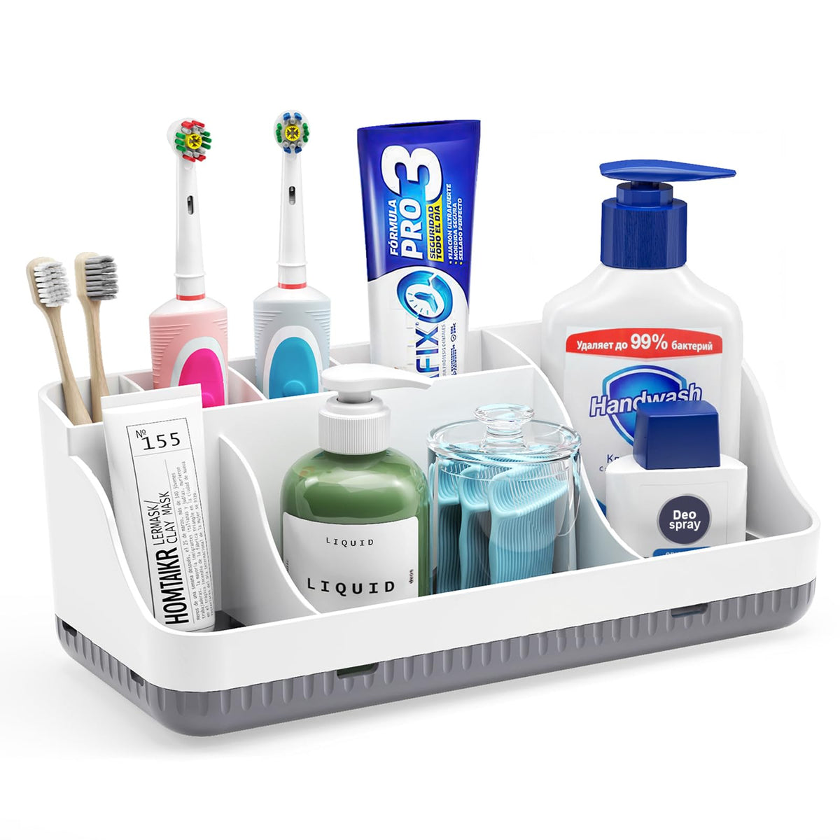 Bathroom Counter Organizer and Storage, 7 Slots Detachable - Image 1
