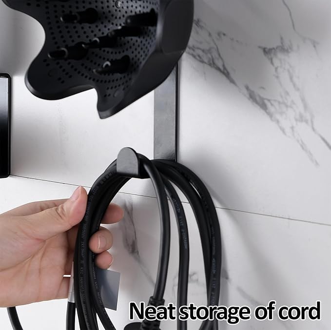 Affogato Hair Dryer Holder Compatible with Shark FlexStyle, Wall Mount Organizer for Shark Flex Style HD430/HD435/HD440BK/HD433CP Attachments, Storage Rack for Curlers Brushes Diffuser Accessories