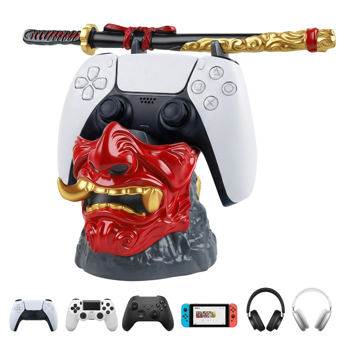 Gaming Controller Holder Stand Accessories: Samurai Warrior Mask - Image 1