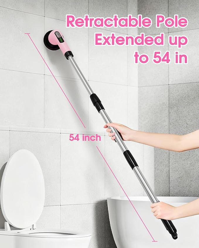 2 Electric Spin Scrubber for Cleaning Bathroom: Cordless Power Shower Scrubber - Electric Cleaning Brush for Tile Tub
