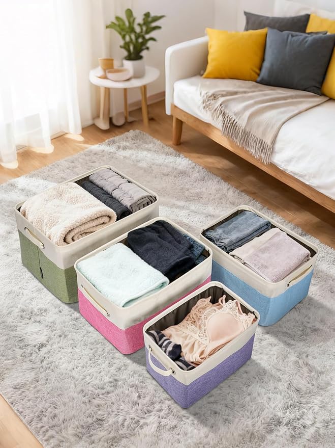 BALEINE 1 Pack Fabric Closet Storage Bins for Shelves, Linen Closet Organizers and Storage, Decorative Baskets for Organizing, Shelf, Clothes, Home, Office (Black, 14''x10''x8.5'')