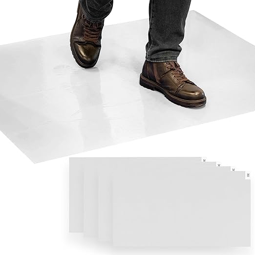 Sticky Mat - 36" x 45" - 120 White Sheets (Pack of 4 Mats - 30 Sheets per Mat) for Clean Rooms, Construction, Medical Facilities, Laboratories, Hospitals and Pets - Tacky Adhesive Mats