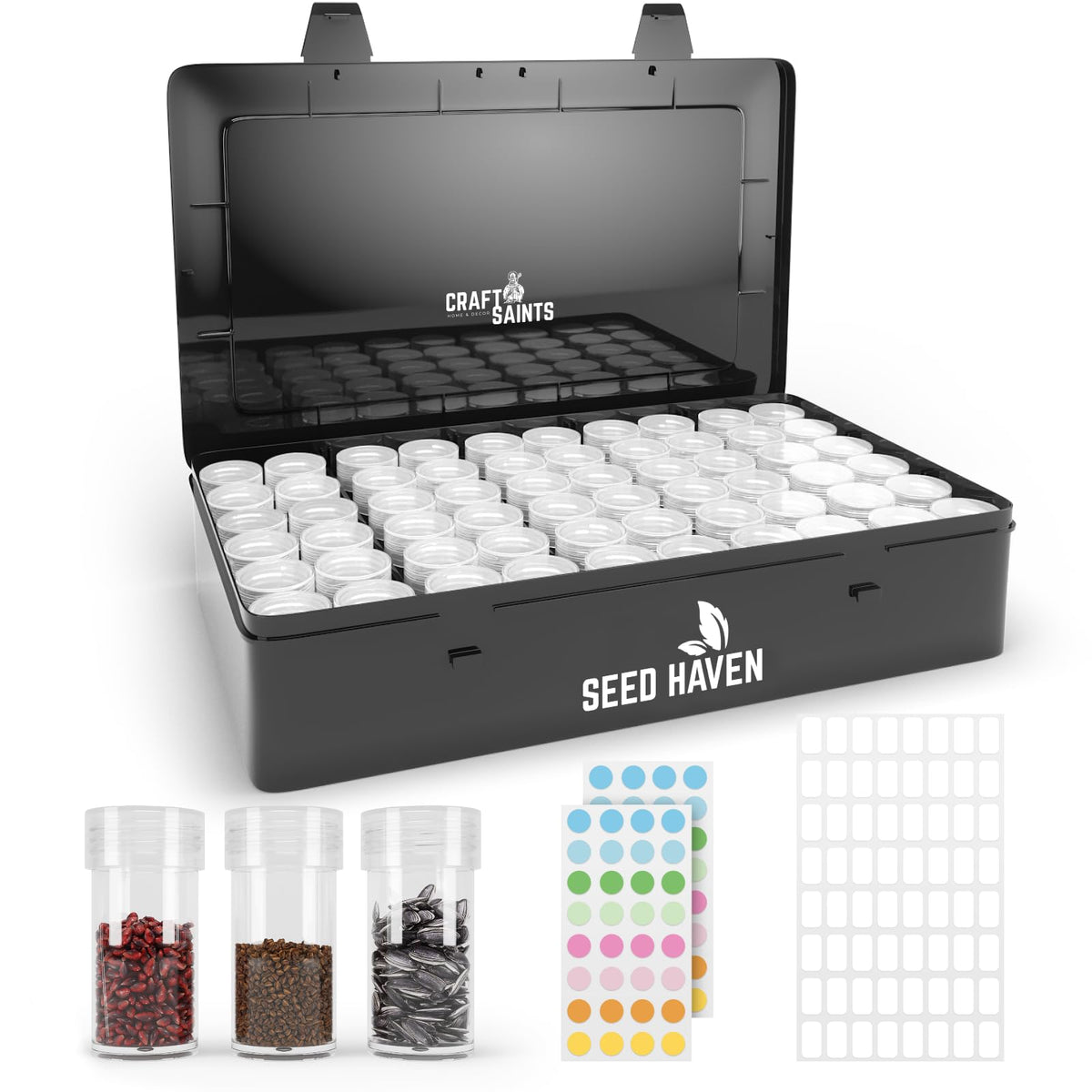 Seed Organizer Storage Box, Black Opaque Light Proof Seed - Image 1