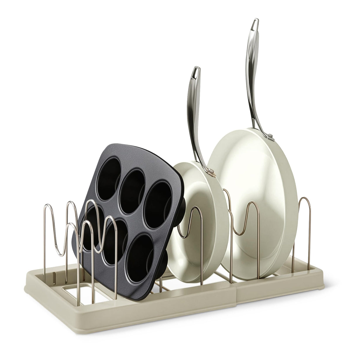 Amazon Basics Pot and Pan Organizer, Includes 10 Moveable - Image 1