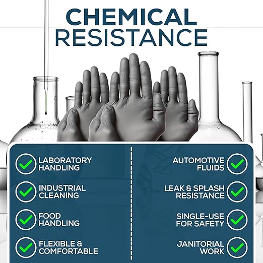 FIRST GLOVE Volt 6 Mil Black Nitrile Disposable Gloves - 1000 Ct. XX-Large - Food Safe Heavy Duty Gloves for Cooking, Cleaning, Industrial & Food Service - Latex Free, Powder Free, Micro-Textured Grip