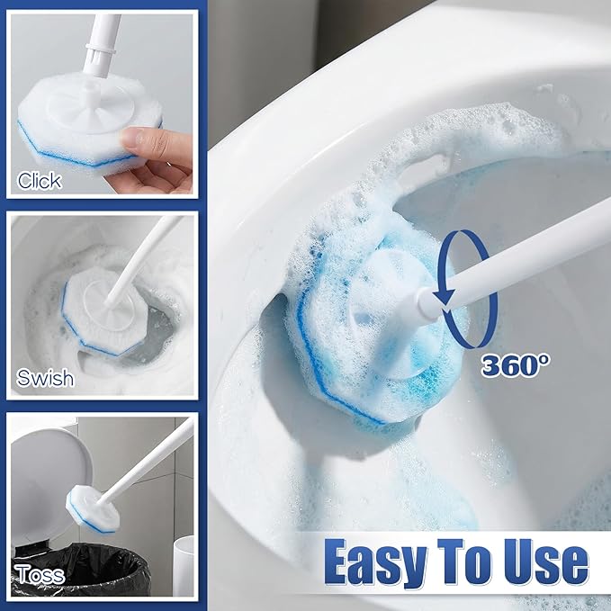 50 PCS Disposable Toilet Brush Refills, Toilet Wand Cleaner Toilets Bowl Wand Refills High-Density Fresh Scent and Powerful Cleaning Effect for Bathroom Cleaning Compatible Heads