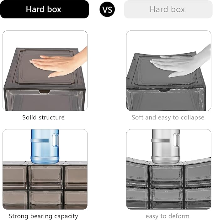 12 Pack Black Brown Shoe Boxs, Acrylic Shoe Storage Box W/ Magnetic Door, Front Door Opening, Stackable Shoe Container, Multifunctional Sneaker Organizer, Acrylic Shoe Display Case 10.63*13.58*7.48in