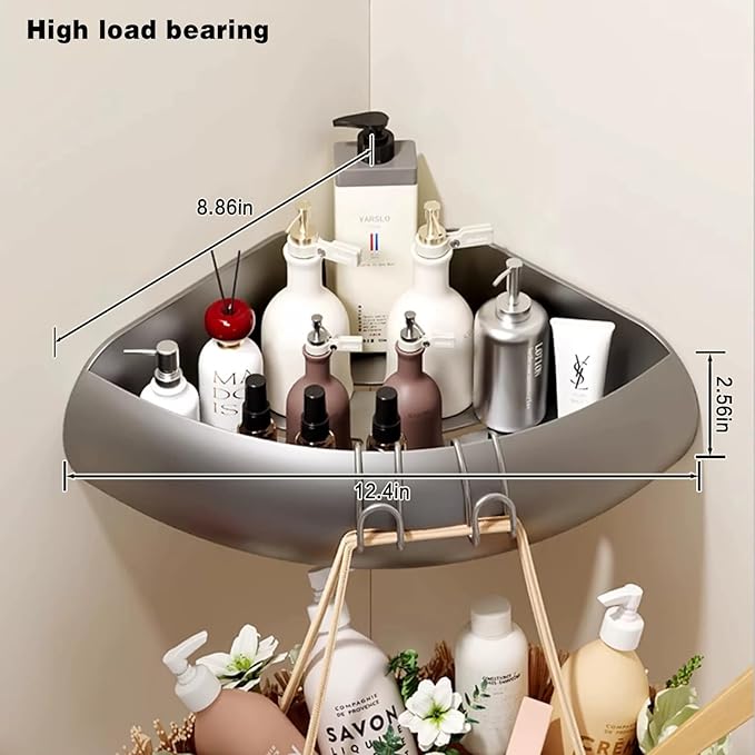 Corner Shower Caddy with Razor Holder, Adhesive Shower Shelf, No Drilling — Bathroom Shower Organizer Storage Rack, 2-Pack, Black