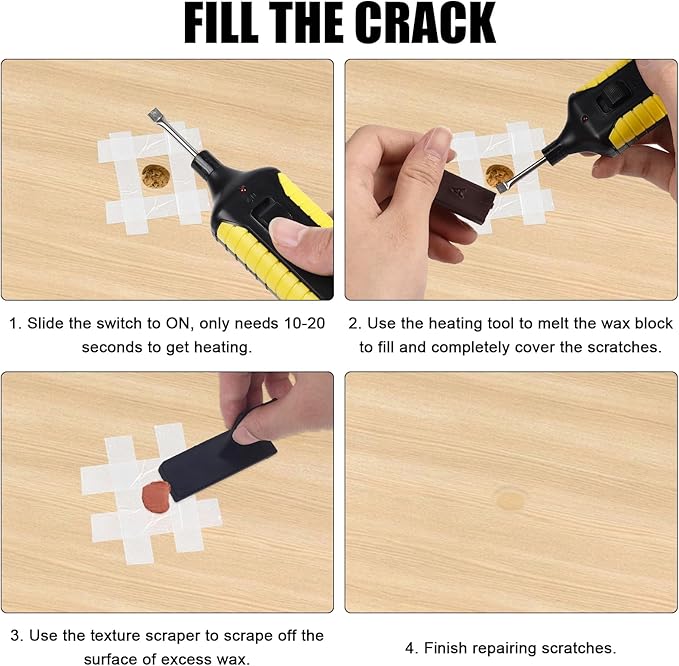 Wood Floor Repair Kit with 11 Colors Repair Wax Blocks, Upgrade Switch Wood Laminate Vinyl Furniture Repair Kit Floor Scratch Repair for Floor, Cabinet, Stairs