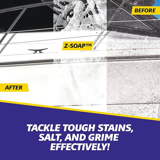 Z-TUFF PRODUCTS Soap Heavy-Duty Marine Soap for Boat Wash, RV and Car Cleaning, Remove Dirt, Stains, salt, Boat Cleaning Soap, Preserve Wax Coating - 1 Gallon Concentrated Soap