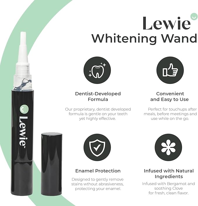 Lewie Teeth Whitening Pen – Enamel Safe Whitening Gel Wand, Portable Spot Treatment for Coffee Stains, Travel Friendly