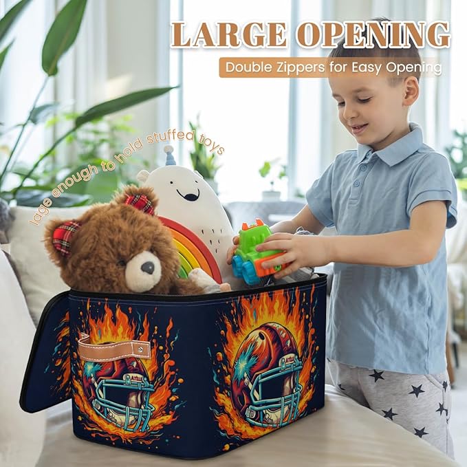 Cubes Storage Baskets, American Football Empty Gift Basket Foldable Storage Box Bin,Waterproof Open Shelf Basket Organizer for Clothes Toy Bedroom Nursery Home Decorative