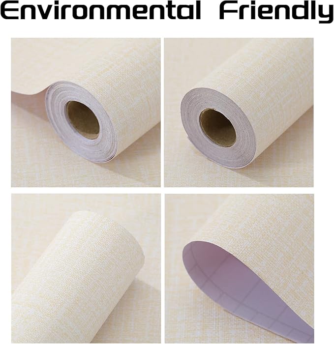 Peel and Stick Wallpaper Beige Grass Cloth Wall Paper - 15.7 x 98 Inch Self Adhesive Wallpaper Peel and Stick, Easy to Paste Wall Contact Paper for Stand Liner, Table and Door Makeover Decor