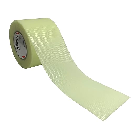 CATTONGUE GRIPS Non-Abrasive Grip Tape Wrap - 4” Thick Heavy-Duty, Waterproof Anti-Slip Tape for Wrapping Tools, Bats, Gym Equipment - Indoor & Outdoor Anti-Slip Solution (Glow in The Dark, 30ft)