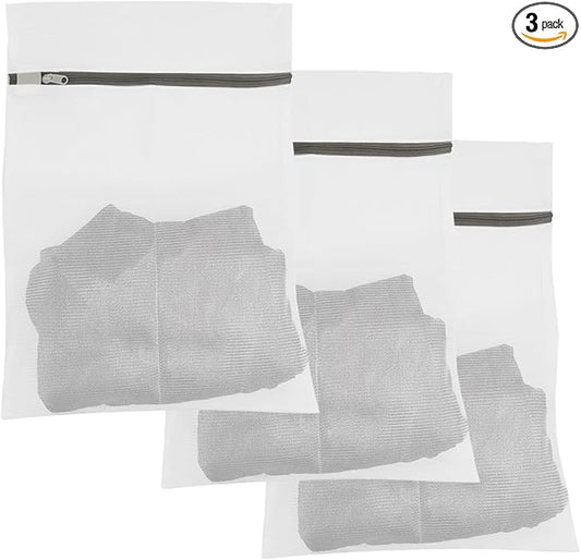 3Pcs Mesh Laundry Bags with Sturdy Zipper, Durable Laundry Room Essentials, Travel Storage Organize Bag, Clothing Laundry Delicates Washing Bags for laundry, Blouse(3 Large), XYD-CC
