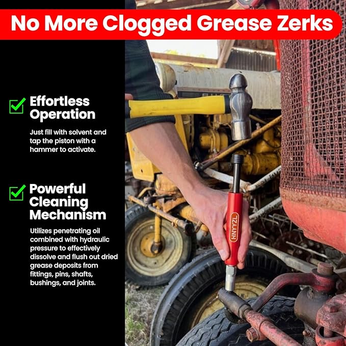 HNYYZL Red Grease Fitting Cleaning Tool and Flushes Out Old Dried Grease from Fittings