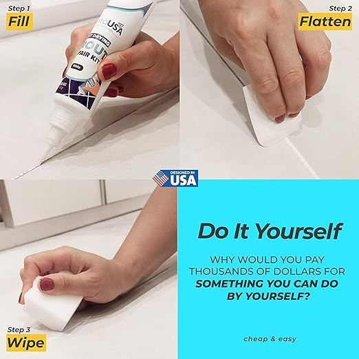 Tile Grout Repair Kit - White - Premixed Acrylic Sanded Grout, Waterproof Formula, Bathroom & Shower Grout Repair, with Plastic Applicator, 13.4 oz / 380 g / 0.84 lb