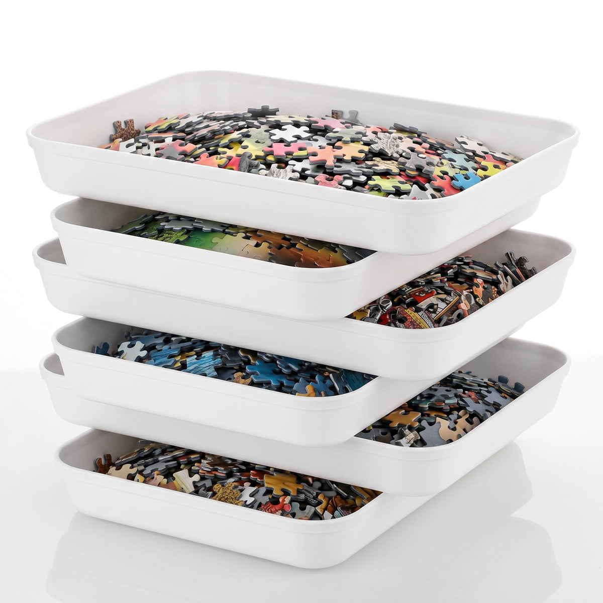 Puzzle Sorting Trays, 6 Pack Extra Large Stackable Trays - Image 1