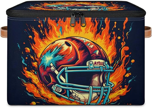 Cubes Storage Baskets, American Football Empty Gift Basket Foldable Storage Box Bin,Waterproof Open Shelf Basket Organizer for Clothes Toy Bedroom Nursery Home Decorative
