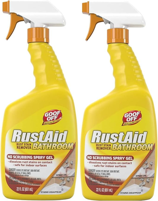 Rust-Aid Rust Remover Spray Gel for Bathroom Surfaces – Dissolves Tough Rust Stains on Contact – 22 oz (2 Pack) – Ilios Packaging