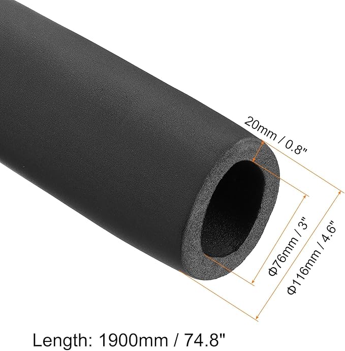 PATIKIL 74.8" L x 3" ID x 0.8" T Pipe Insulation Foam Tube, Water Pipe Insulation Tubing Heat Preservation for Plumbing Water AC Pipe Sprinkler Spigot, Black