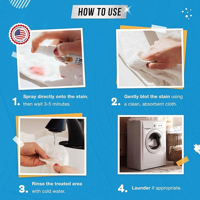 ACTIVE Messy Kids Stain Remover and Enzyme Laundry Booster - Includes 12oz Kids Stain Removal Spray and 2LB Enzyme Laundry Booster Powder