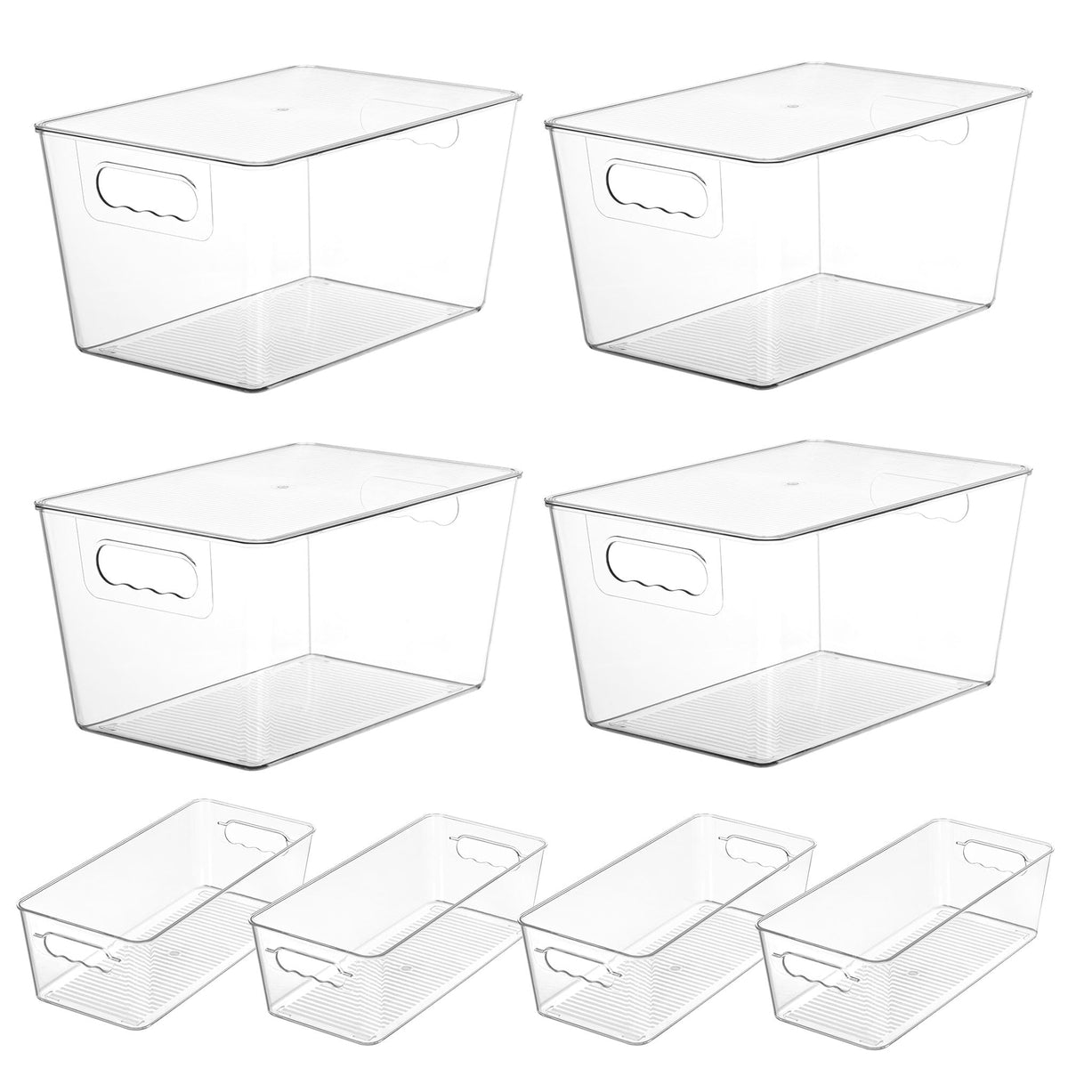 Vtopmart 8 Pack Clear Storage Bins with Lid Set for Pantry - Image 1