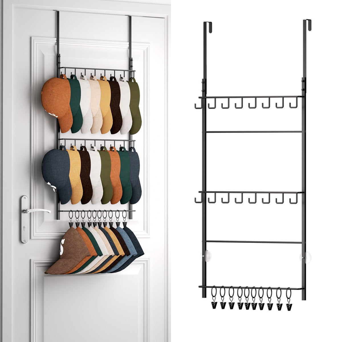 HapiRm Over Door Hat Rack - 3 Tier Wall Mounted Hat - Image 1