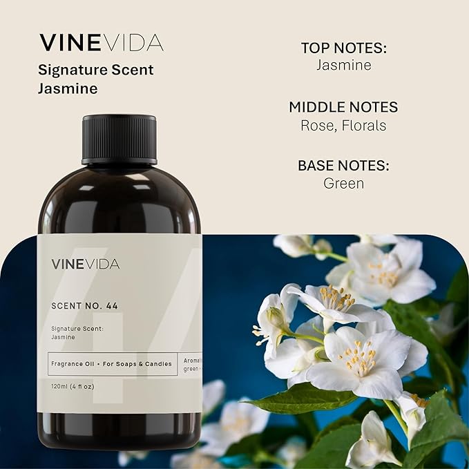 VINEVIDA [4oz] Jasmine Fragrance Oil for Candle Making and Soap Making - Premium Candle Scents for Soy Candles