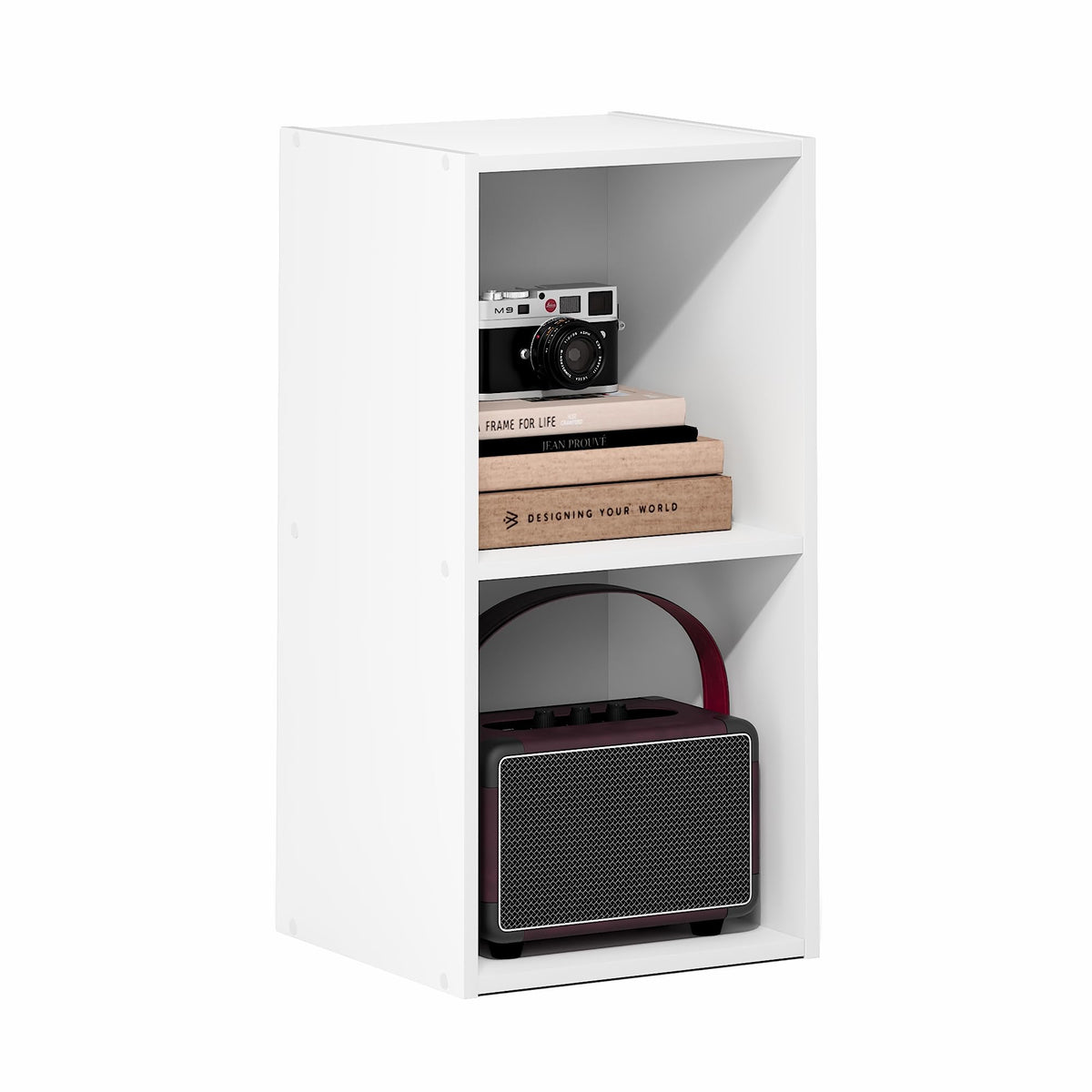 Furinno LUDER Book Shelf, 2-Cube Bookshelf, Bookcase, White - Image 1