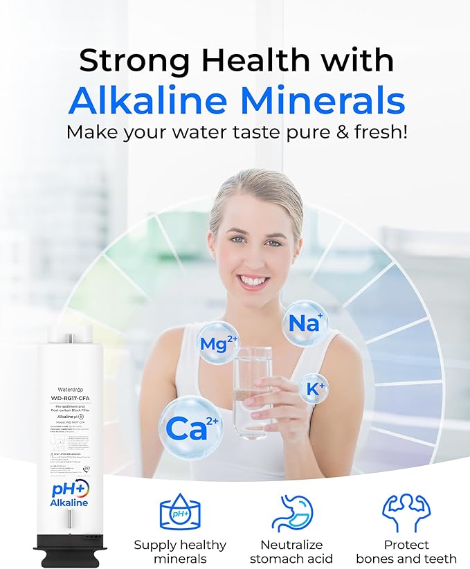 Waterdrop WD-G5P700A-CF Filter, Replacement for WD-G5P700A Undersink Reverse Osmosis System, 6-month Lifetime