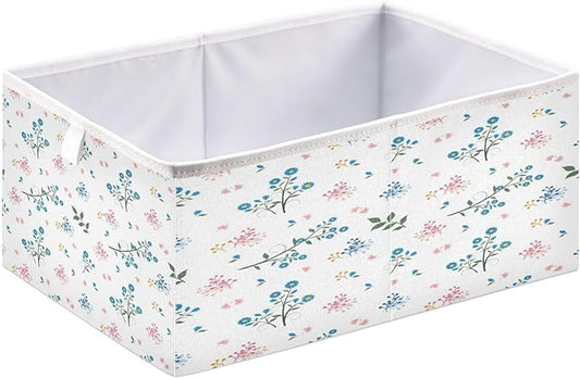 Bolaz Wild Flower Blue and Pink Mood Closet Organizers Storage Cubes Storage Bins Shelf Baskets Containers for Home Kids Room Toys Office,Rectangle