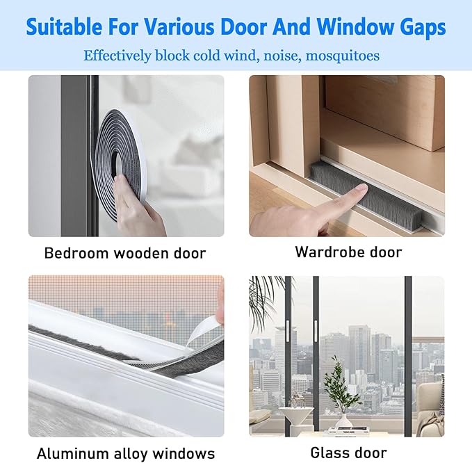 66 Ft Strong Adhesive Brush Weather Stripping for Sliding Windows and Door Frames-Seal Strip for Soundproofing,Waterproof,and Windproof-Durable and Wear Resistant,0.6"x 0.4"
