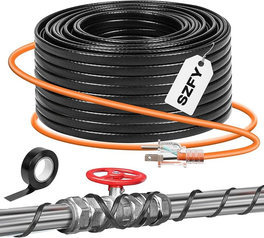 3FT~200FT Heat Tape for Water Pipes, -40°F Deicing Cable,Pipe Heat Cables for Roof,Gutter，Farm，Freeze Protetion Heating Wires, Heated Water Hose,Plumbing Fixtures,120V 5W/FT (24FT)