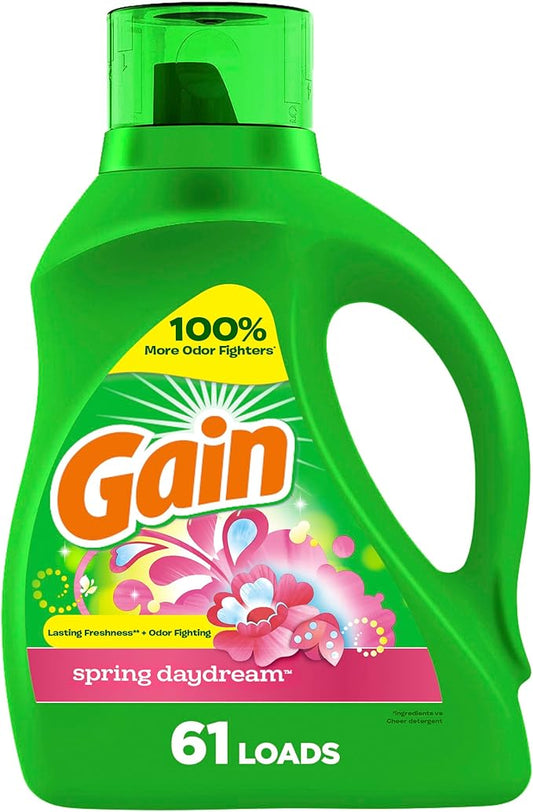 Gain Liquid Laundry Detergent, Spring Daydream Scent, 88 fl oz, 61 loads, Freshness + Odor Fighting, Laundry Detergent Liquid Soap, HE compatible