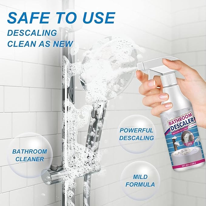 Bathroom Descaler Foam Cleaner, Bathroom Descaler Foam Cleaner Spray, All Purpose Rinse Cleaning Foams Spray, Stubborn Stains Cleaner for Bathtub, Toilet, Glass, Faucet (3PCS)