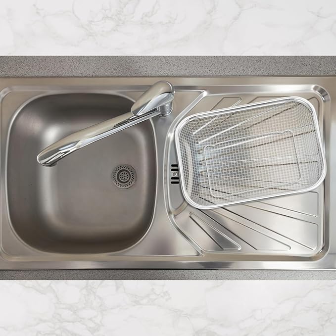 Stainless Steel Drain Basket 11.61X8.46X2.36In Multi-Purpose Kitchen Colander for Washing Draining Fruits Vegetables and Food Storage