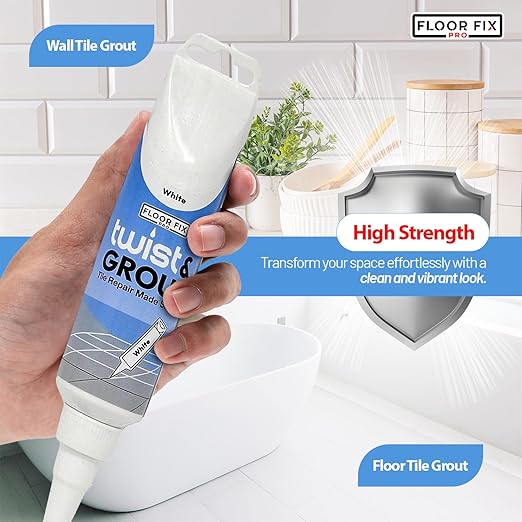 Floor-Fix Pro - Twist & Grout Repair Kit - Premixed & Waterproof Fast Tile Grout Reviver - Bathroom, Shower, Kitchen (Beige, 8.8 Fl Oz)