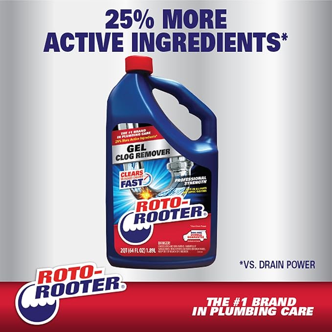 Roto-Rooter 351408 Gel Clog Remover Drain Cleaner, 80 oz