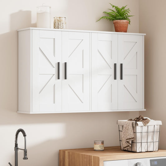 Laundry Room Wall Cabinet, Wall Mounted Storage Cabinet, White - Image 1