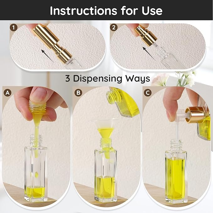 Segbeauty 20pcs 0.34oz Travel Perfume Atomizer Refillable, Mini Glass Perfume Spray Bottle, 10ml Bulk Travel Cologne Sprayer with Dispensing Tool, Fine Mist Glass Spray Bottles Fragrance Atomizer