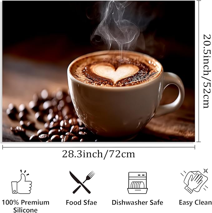 Stove Top Covers for Electric Stove, Grease-Resistant Stove Protector, Scratch-Blocking Surface Mat, Easy-Care Worktop Cover, 28.3 x 20.5 Inches, Coffee Latte Theme Decor(Coffee)