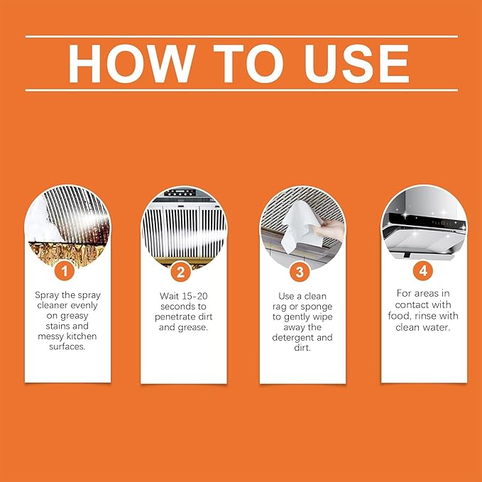 Kitchen Degreaser Spray, Powerful Range Hood & Stove Degreaser Cleaner Spray, Oven Racks, BBQ Grills Heavy Duty Stove Oven Cleaner Sprayer